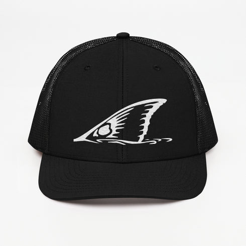 White Redfish Tail Embroidered Trucker Cap for Outdoor Style - Adjustable Comfort and Classic Fit